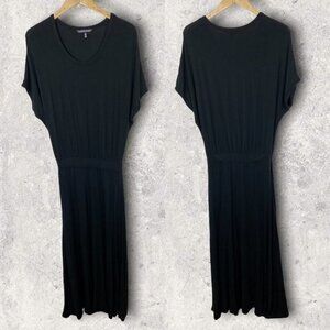 Victorias Secret Black Maxi Dress Modal Short Sleeves Size XS Scoop‎ Neck Boho